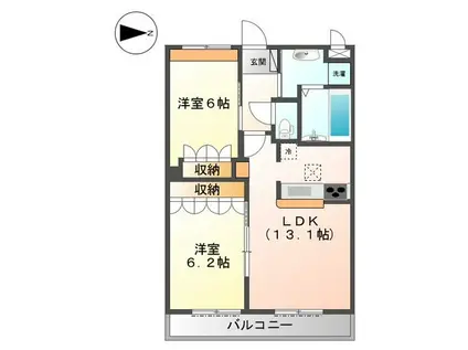 ブラウンシャトー(2LDK/1階)の間取り写真