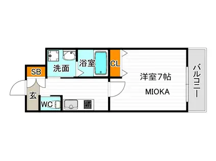 クローバー・グランデ長居公園(1K/2階)の間取り写真