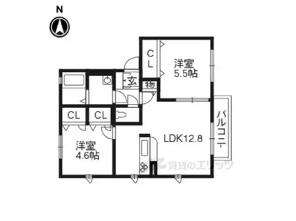 シャーメゾン花山(2LDK/2階)の間取り写真