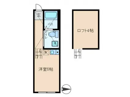 エスポワール(ワンルーム/1階)の間取り写真