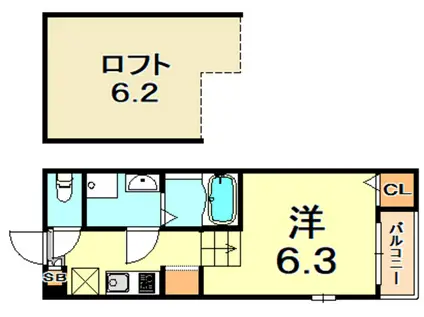 ハーモニーテラス深江南町(1K/1階)の間取り写真