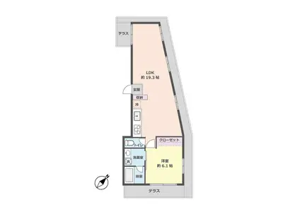 テラス二子玉川(1LDK/3階)の間取り写真
