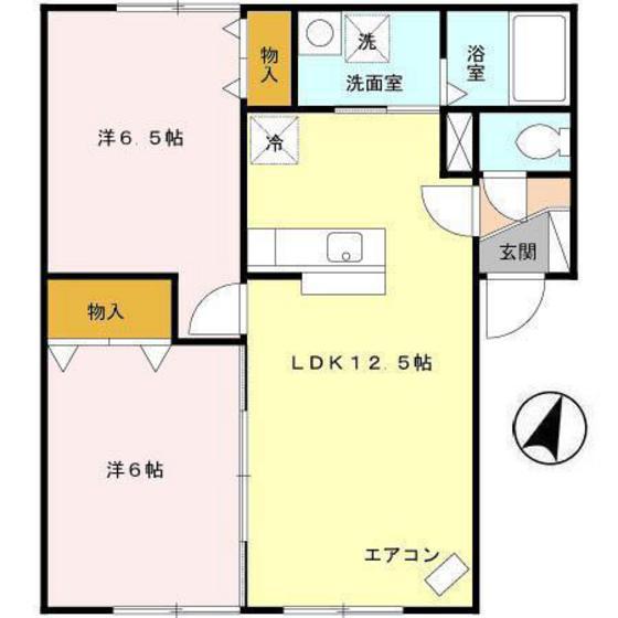ウィルモアレラ(2LDK/1階)の間取り写真