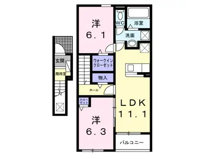 ベリッシマ I(2LDK/2階)の間取り写真