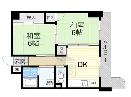 シルクパレス(2DK/4階)の間取り写真