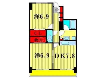 INSURANCE BLDG.XIX(2DK/10階)の間取り写真