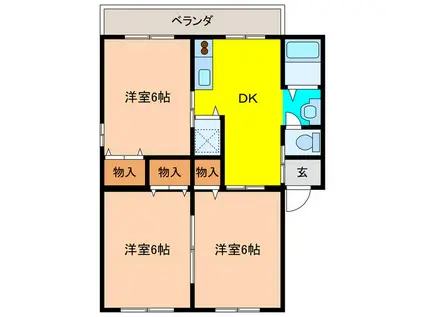 ヴィラたかせ(3DK/2階)の間取り写真