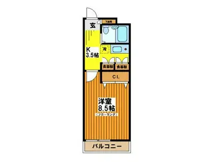 ウェル明大前(1K/2階)の間取り写真