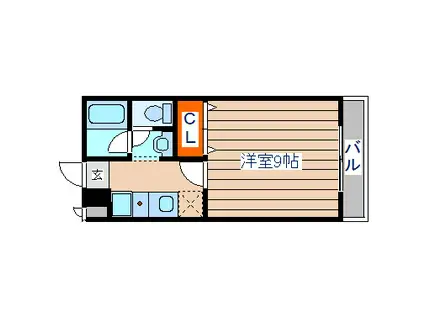 ロイヤルステージ宮城野(1K/1階)の間取り写真