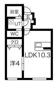 フルールポミエ B(1LDK/1階)の間取り写真
