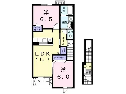 ポラリスB(2LDK/2階)の間取り写真