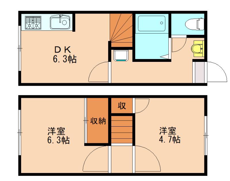 レオパレス塩浜(2DK/1階)の間取り写真
