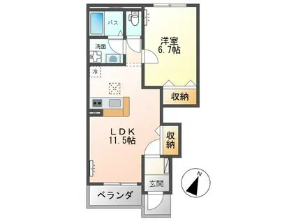 ハッピープラザ(1LDK/1階)の間取り写真
