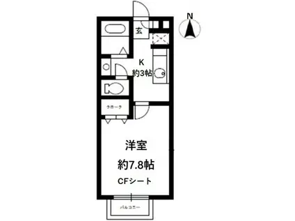 中浦和サニーハウス(1K/2階)の間取り写真