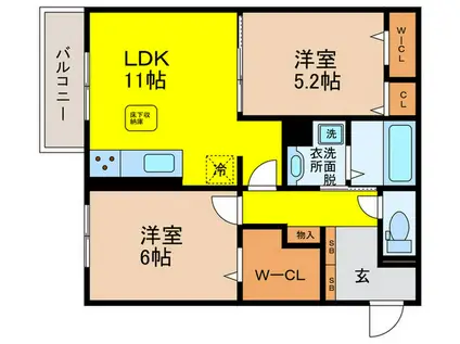 WISTERIA三信(2LDK/3階)の間取り写真