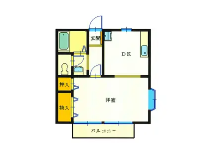 フォーシーズンII C棟(1DK/2階)の間取り写真