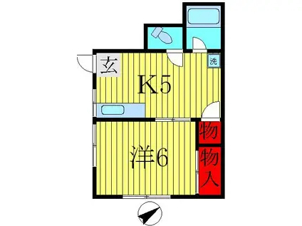 八百万アパート(1DK/2階)の間取り写真