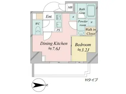 ドゥーエ王子神谷(1DK/2階)の間取り写真