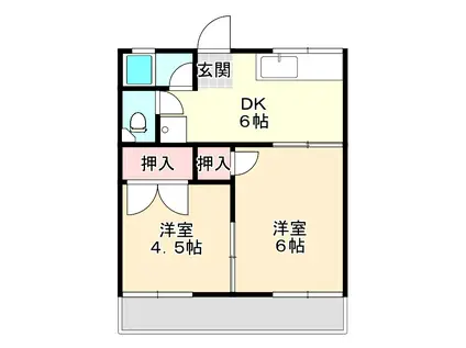 KMマンション(2DK/1階)の間取り写真