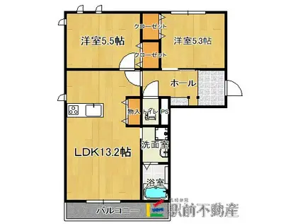 シャーメゾン成章(2LDK/3階)の間取り写真