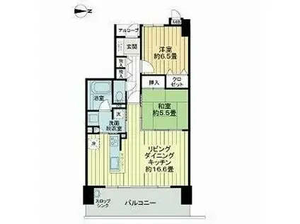 サーパス新町一丁目(2LDK/9階)の間取り写真