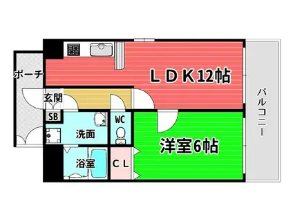 ユニーブル靭公園(1LDK/8階)の間取り写真