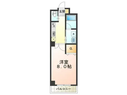 グランディール北勘(1K/4階)の間取り写真