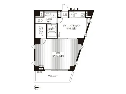 T-COURT(1DK/5階)の間取り写真