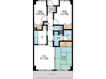 アーバンパーク市が尾(3LDK/3階)の間取り写真