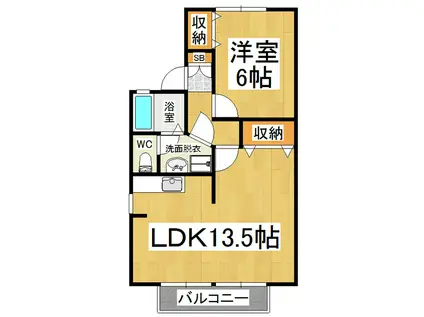 オアシスTAKE(1LDK/1階)の間取り写真