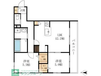 CASA YUKI(2LDK/3階)の間取り写真