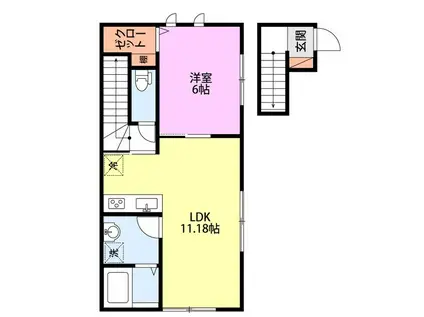 セレニテ中曽根I(1LDK/2階)の間取り写真
