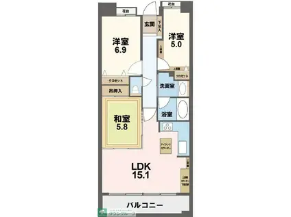 アパガーデンズ高崎駅前(3LDK/6階)の間取り写真