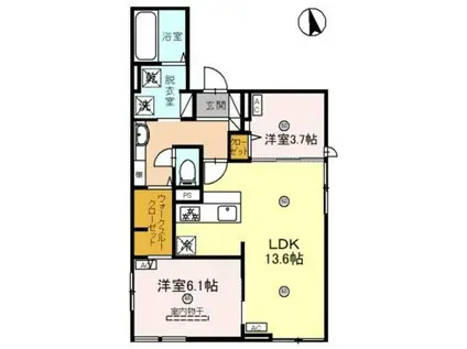 LIBELLULU粉浜(2LDK/1階)の間取り写真