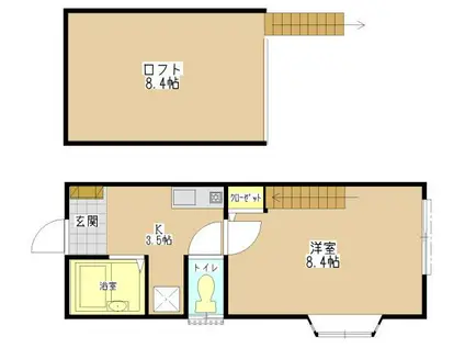 サンプラトーII(1K/1階)の間取り写真