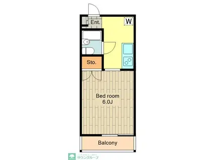 グラースヒルズ(ワンルーム/2階)の間取り写真
