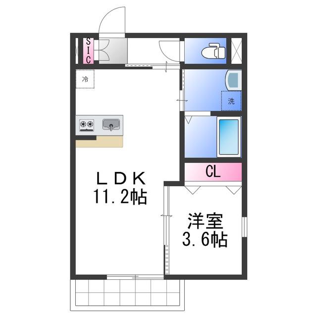 ARCAりんくうII(1LDK/2階)の間取り写真