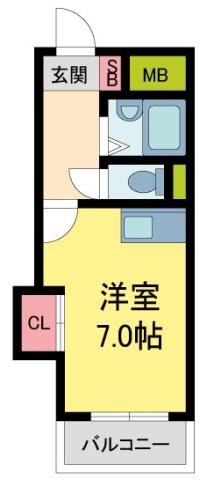 ハイネス門戸(ワンルーム/1階)の間取り写真