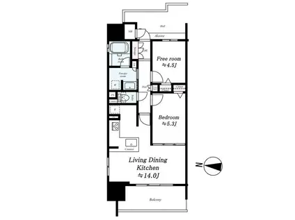 グラン丸の内(2LDK/4階)の間取り写真