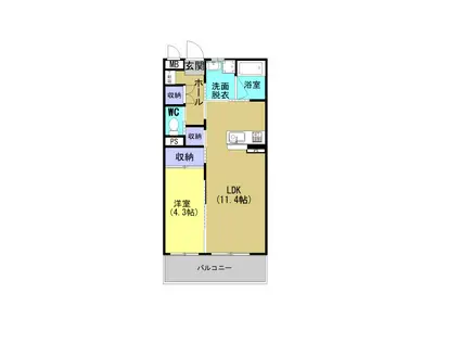 リバーサイド清音II(1LDK/3階)の間取り写真