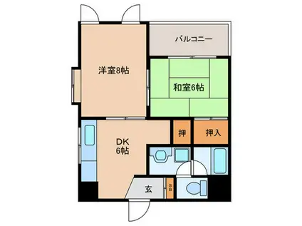 パーシモンハウス(2DK/4階)の間取り写真