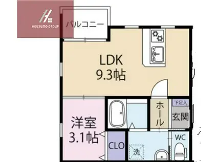 GRACE下六万寺(1LDK/3階)の間取り写真