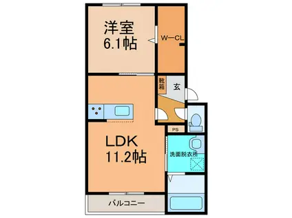 RUBYV(1LDK/2階)の間取り写真