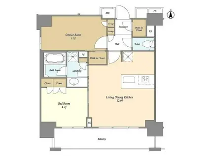 ORME COURT NIPPORI イースト(1SLDK/8階)の間取り写真