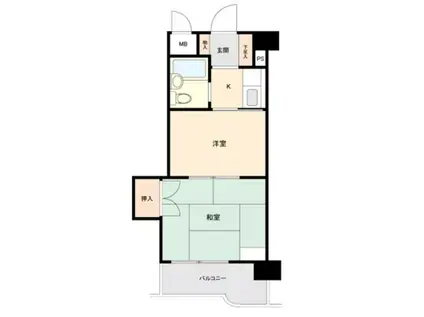 第16ユーセードムス南浦和(2K/2階)の間取り写真