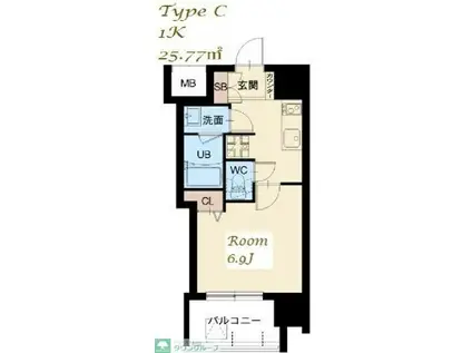 スプランディッド大山(1K/6階)の間取り写真