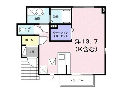 セブンフォレスト(ワンルーム/1階)の間取り写真