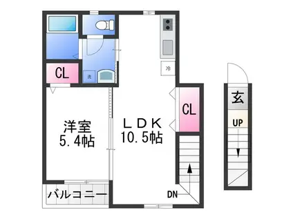 TJ紀三井寺2(1LDK/2階)の間取り写真