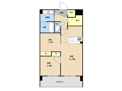 グランドレジデンス高宮(2LDK/5階)の間取り写真