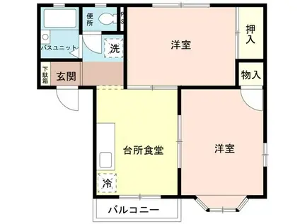 メゾネート芝(2DK/2階)の間取り写真